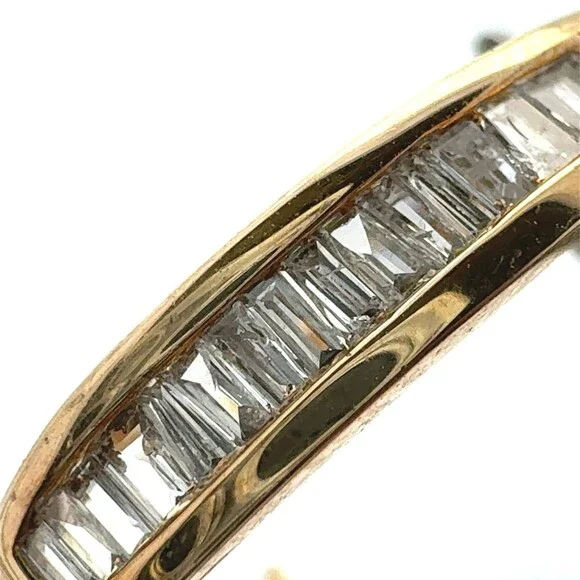 Designer HN 10K Yellow Gold Baguette Diamond Omega Back Oval Hoop Stud Earrings